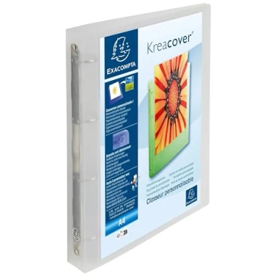 Image of Exacompta Krea Cover A4+ 1mm Thickness 40mm Spine Polypropylene 4 Ring Binder Clear Pack of 12
