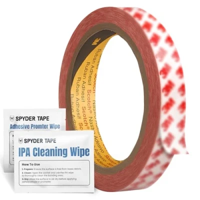 Image of 3M 9088 Double Sided Tape 25mm x 10m, Ultra Strong Adhesion, Transparent Mounting for Industrial &amp; Household Use Ideal Metal, Plastic, Glass, Wood High Temperature Solvent Resistant