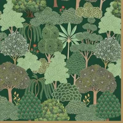 Image of 20 Napkins Flowers Green Trees in The Thick Forest as Table Decoration. Paper with a Motif Also for decoupage and Napkin Technique 33x33cm
