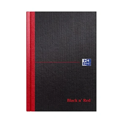 Image of Oxford Black N&#039; Red Single Cash Ruled Casebound A5 Notebook, 192 Pages,Black/Red