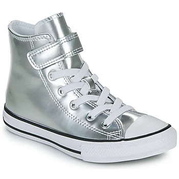 Image of Converse CHUCK TAYLOR ALL STAR METALLIC EASY ON girls&#039;s Children&#039;s Shoes (High top Trainers) in Silver