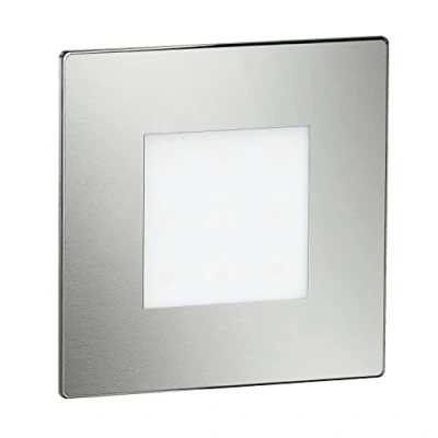 Image of ledscom.de 5 LED Staircase Light/recessed Wall Light FEX for Indoor and Outdoor use, Angular, Stainless Steel, 85 x 85mm, Blue