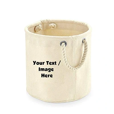 Image of Getagift Personalised With Your Own Text/Image/Message Themed Heavy Canvas Storage Trug (Medium)