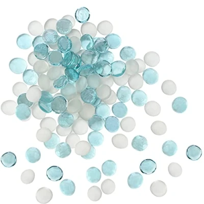 Image of Belle Vous Assorted Glass Pebbles (95 105 Pieces / 500g) 20mm Flat Marble Bead Gemstones Decorative Gems for Weddings/Party Table Scatter, Centrepiece Vase Filler Stones and Aquarium Décor