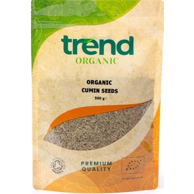 Image of Trend Organic Cumin Seeds, Versatile Kitchen Essential, Ideal Spice for Baking and Cooking with Earthy Flavour, Certified Organic, Vegan, Non GMO, No Additives Preservatives, Raw, 500g
