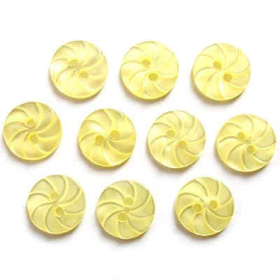 Image of Whirl Swirl 2 Hole Round Buttons 13mm Wide Pack of 10 (Yellow)
