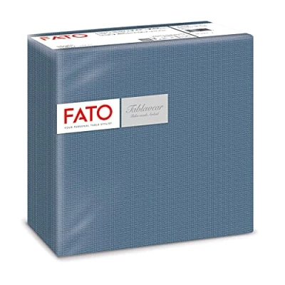 Image of Fato Dry Paper Napkins, Airlaid, Fabric Effect, Pack of 50 Size 40 x cm Folded in 4, Ultramarine Blue Colour Design