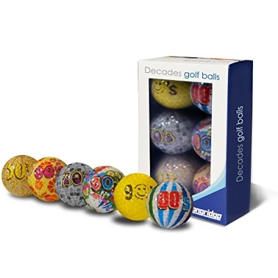 Image of Longridge Decades Novelty Golf Balls (Pack of 6) Mixed