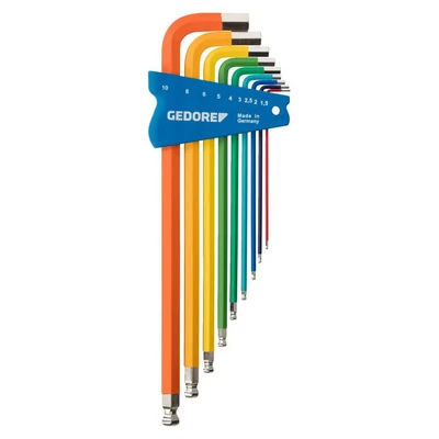 Image of Gedore H 42 CKEL 09 Allen Screwdriver Set 9 Piece Colourful
