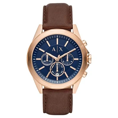 Image of Armani Exchange Men&#039;s Chronograph Quartz Watch with Leather Strap AX2626