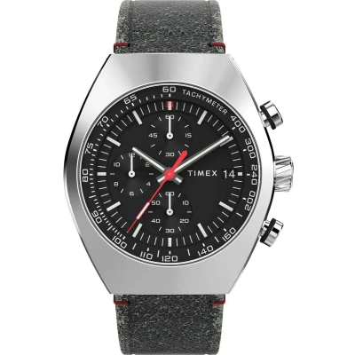Image of Timex Legacy Tonneau Chrono Mens Black Watch TW2W50000 Leather One Size