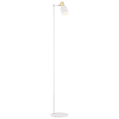 Image of Doria Task Floor Lamp White Structure, Brass Elements