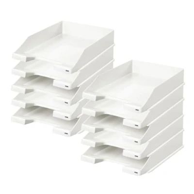 Image of HAN 1027 X 12, KLASSIK letter tray. Modern, stylish and glossy, pack of ten, white