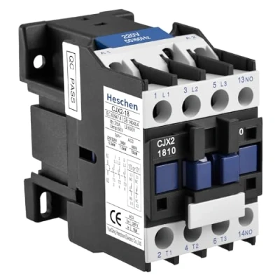 Image of Heschen AC Contactor, CJX2 1810, 220V 50/60Hz Coil, 3P, 3 Pole, Normally Open, Ie 18A, Ue 380V