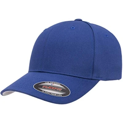 Image of Flexfit Men&#039;s Cotton Twill Fitted Cap Baseball, Blue, L XL