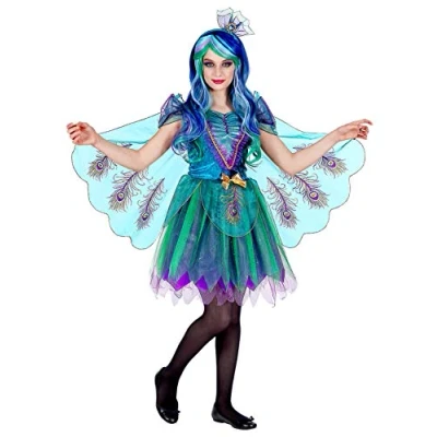 Image of Pixie Girls Peacock Fairy Childs Kids Fancy Dress Costume Outift 8 10 Yrs