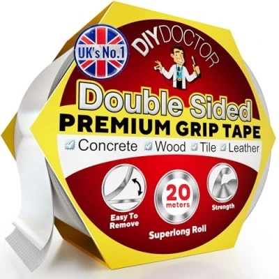 Image of DIY Doctor Extra Strong Double Sided Tape Carpet Heavy Duty Bonds to Almost Anything for Home and Professional Use 21mm x 20m