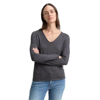 Image of TOM TAILOR Ladies Basic knitted jumper 1012976, 30281 Evident Anthracite Melange, XXL