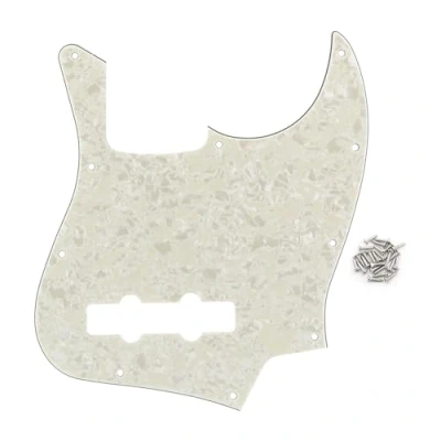 Image of FLEOR 10 Hole JB Bass Pickguard 4Ply Scratch Plate without Truss Rod Notch for Standard 4 String Model Guitar, Aged Pearl