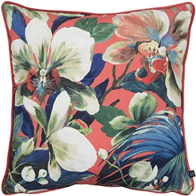 Image of Prestigious Textiles Moorea Cushion Coral Cotton Size 55 cm x