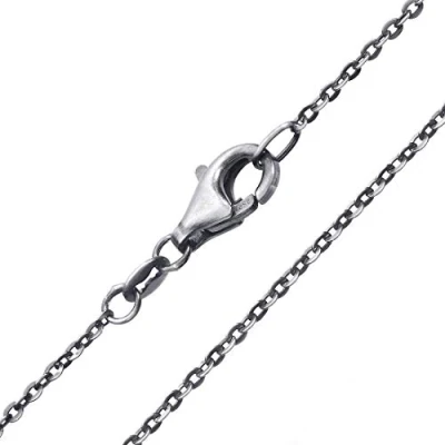 Image of Materia 925 Silver Necklace for Men Women Fine Anchor Chain 1 mm Antique Oxidised 40 80 cm K96