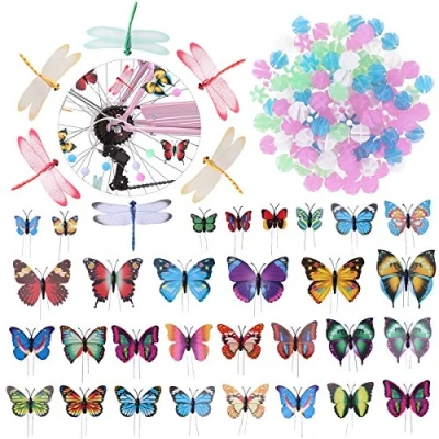 Image of WINOMO Set of Bicycle Decor Bike 108pcs Wheel Spoke Beads Luminous Plastic Round Bead 30pcs Butterflies Clips 6pcs Dragonflies