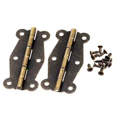 Image of 2Pcs 51x24mm Brass Vintage Butterfly Shaped Hinge Furniture Cabinet Drawer Door Hinges Hardware