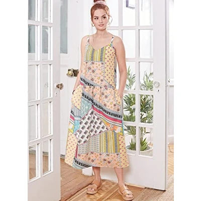 Image of McCall&#039;s Sewing Pattern M8214ZZ ZZ (L XL XXL) Misses&#039; Dresses &amp; Mask, Paper, Multicoloured