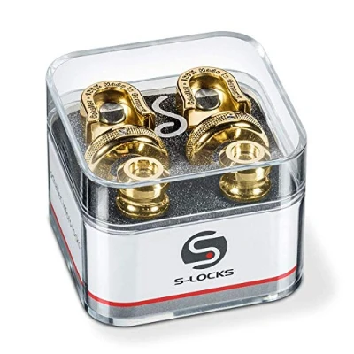 Image of Schaller S Locks Guitar Strap and Buttons (Pair) Gold