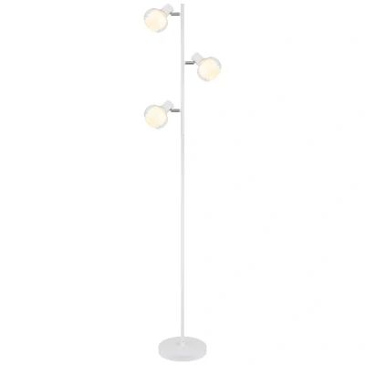Image of Tokki Multi Arm Floor Lamp White Matt Clear Glass Shade 3x E14