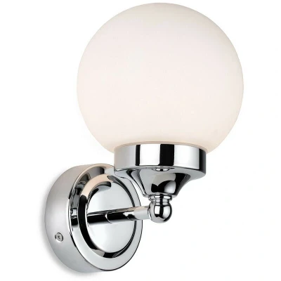 Image of Louis Bathroom Globe Wall Light Chrome with Opal White Glass IP44