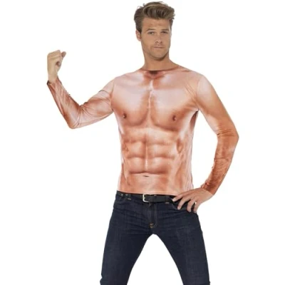 Image of Smiffys Realistic Muscle Top, M Size 38 inch 40 inch, Nude