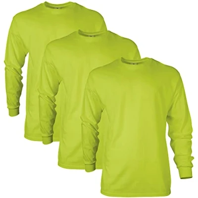 Image of GILDAN Men&#039;s, Ultra Cotton Long Sleeve T Shirt, Style G2400, Safety Green, L