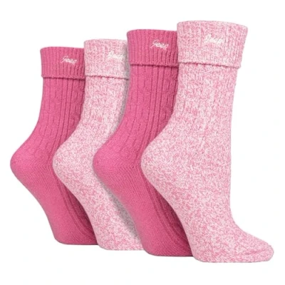 Image of Jeep Ladies 4 Pack Walking Boot Socks Soft Polyester Outdoor for Hiking (4 8, Cerise/Cream)