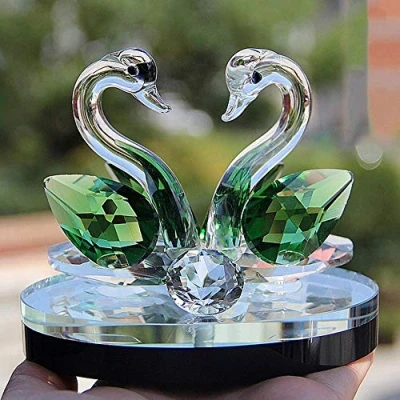 Image of No/Brand Elegant Swan Crystal Glass Decoration Living Room Desktop Home Lover Gift