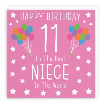 Image of Hunts England Niece 11th Birthday Card Happy 11 To The Best In World Iconic Collection Fun