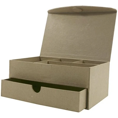 Image of Décopatch Ref BT025O Jewellery Box Papier Maché Object to Decorate 11 x 19 8cm with Papers &amp; PaperPatch Glue, Glitter, Paints, Brown