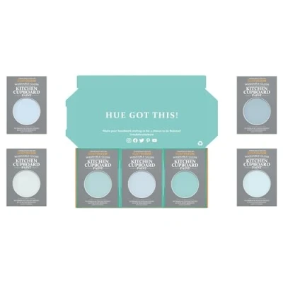 Image of Rust Oleum Kitchen Cupboard Paint in Gloss Finish Soft Blues Tester Box