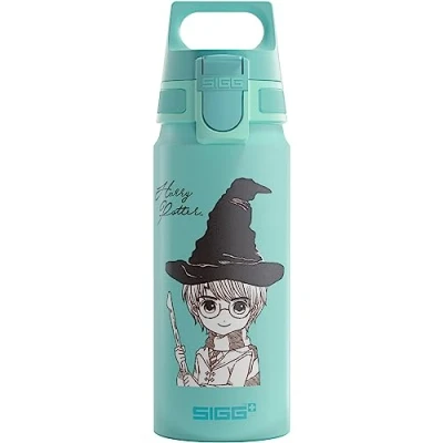 Image of Sigg Aluminium Kids Water Bottle WMB ONE Harry Potter Suitable For Carbonated Beverages Leakproof Lightweight BPA Free Climate Neutral Certified Blue 0.6L