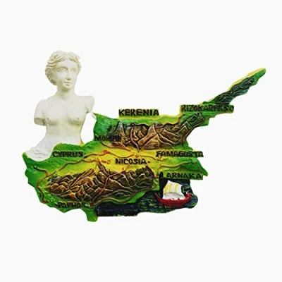 Image of 3D Map Shape Cyprus Fridge Magnet Souvenir Gift Home Kitchen Decoration Magnetic Sticker,Cyprus Refrigerator Collection