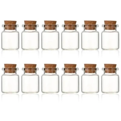 Image of Arcjunys Small Glass Bottles with Cork Lids Jars 5ml Mini Stoppers Spell Bottle for DIY Crafts Decoration Wedding Party 12 Pcs