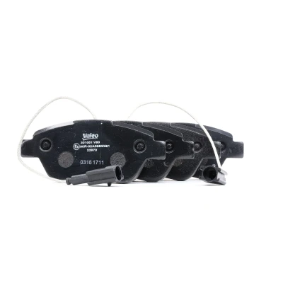 Image of 77364394, 77364798, 77364832, 77364874, 77365465 Brake pad set VALEO 301051 FIRST Front Axle incl. wear warning contact without anti squeak plate