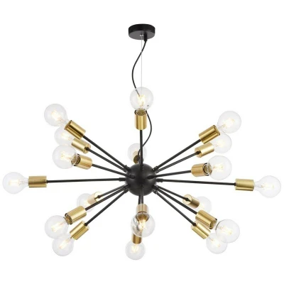 Image of Jackson Ceiling Pendant Lamp Black, 18 Light, E27