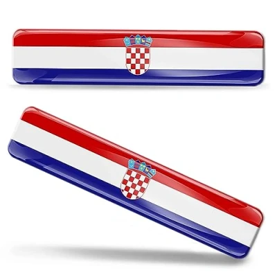 Image of Biomar Labs 2 x 3D Gel Silicone Stickers Croatia Flag Car Sticker F 5