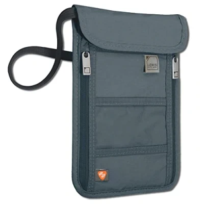 Image of Lewis N. Clark RFID Neck Stash, Charcoal, One Size, Blocking Stash Wallet, Travel Pouch + Passport Holder for Women &amp; Men