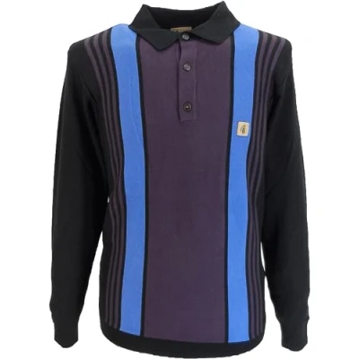 Image of Gabicci Vintage Mens Searle Knitted Polo Shirt Black Size 2XL