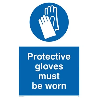 Image of Viking Signs MP286 A4P 1M &quot;Protective Gloves Must Be Worn&quot; Sign, 1 mm Semi Rigid Plastic, 300 H x 200 W