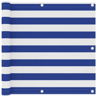 Image of vidaXL Balcony Screen White and Blue 90x500 cm Oxford Fabric