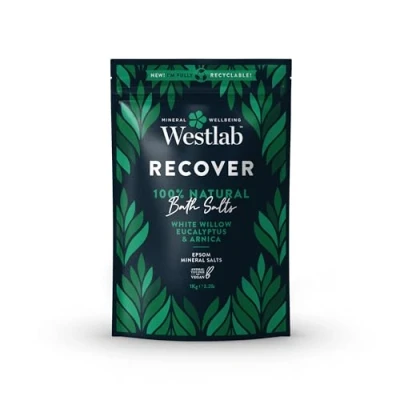 Image of Westlab 1kg Recover Epsom Salts Infused with White Willow &amp; Eucalyptus Soothe Sore Muscles and Boost Recovery Resealable Pouch