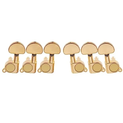 Image of Musiclily 3+3 Sealed Guitar Tuners Tuning Pegs Keys Machine Heads Set for Electric/Acoustic Guitar, Half Moon Button Gold
